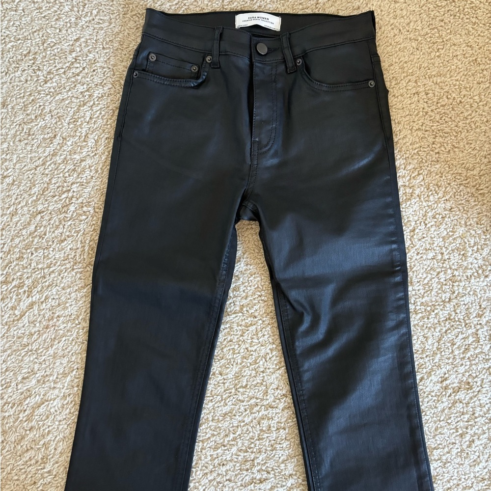 Zara straight leg leather pants